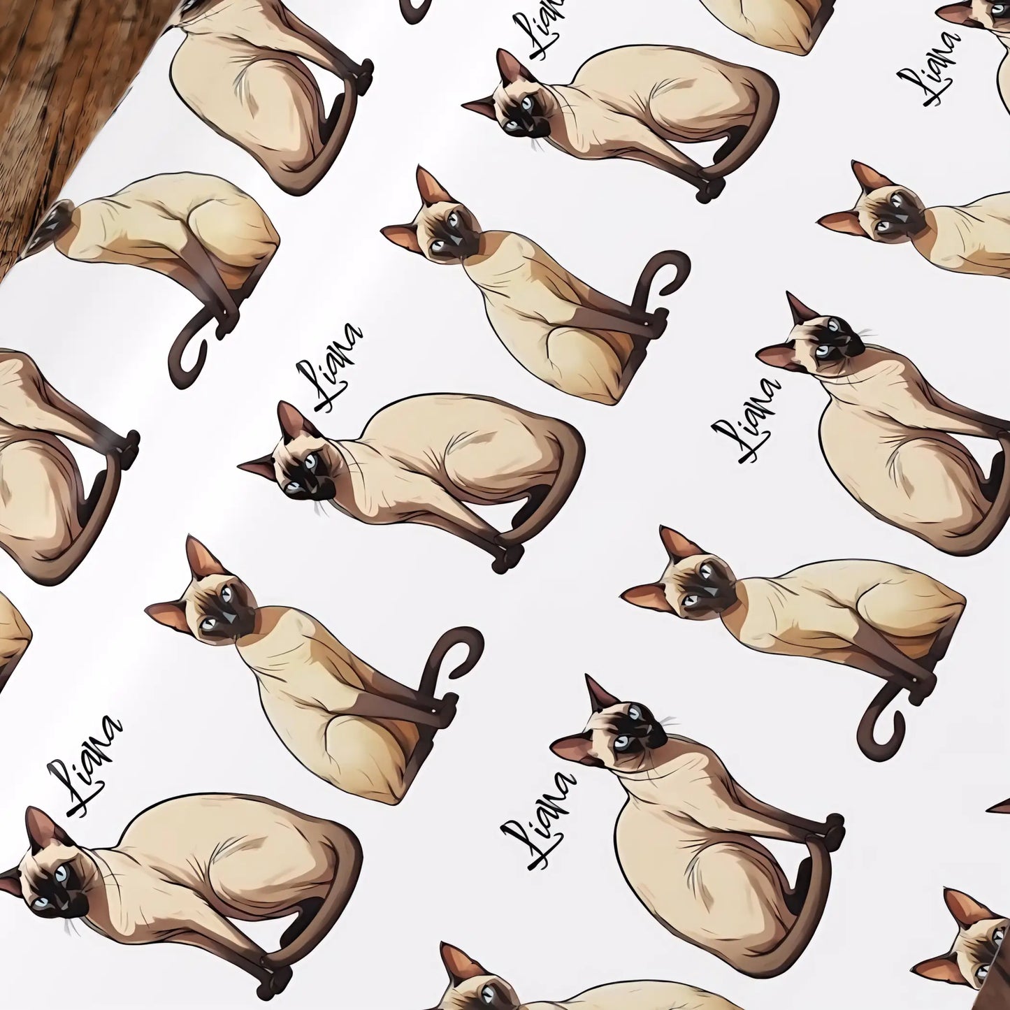 Siamese Cat Personalized Wrapping Paper - 28’’ x 39’’ / Satin - Custom wrapping paper