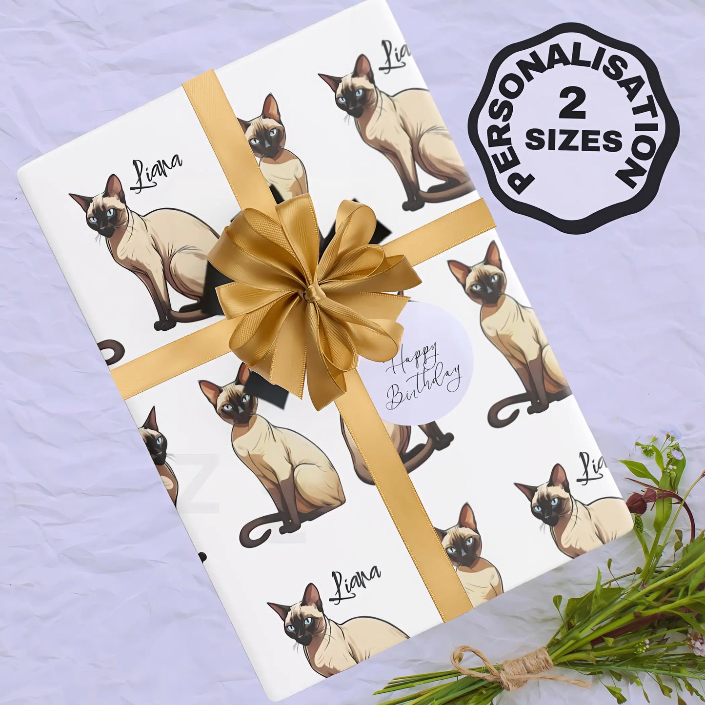 Siamese Cat Personalized Wrapping Paper - Custom wrapping paper