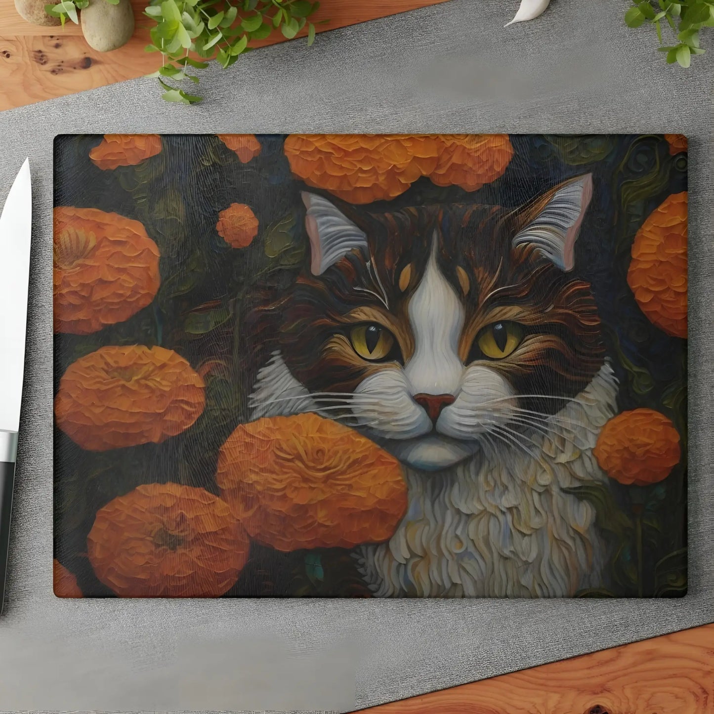 Tabby Cat Glass Cutting Board - 11’’ x 15’’ / Rectangle - Cutting boards