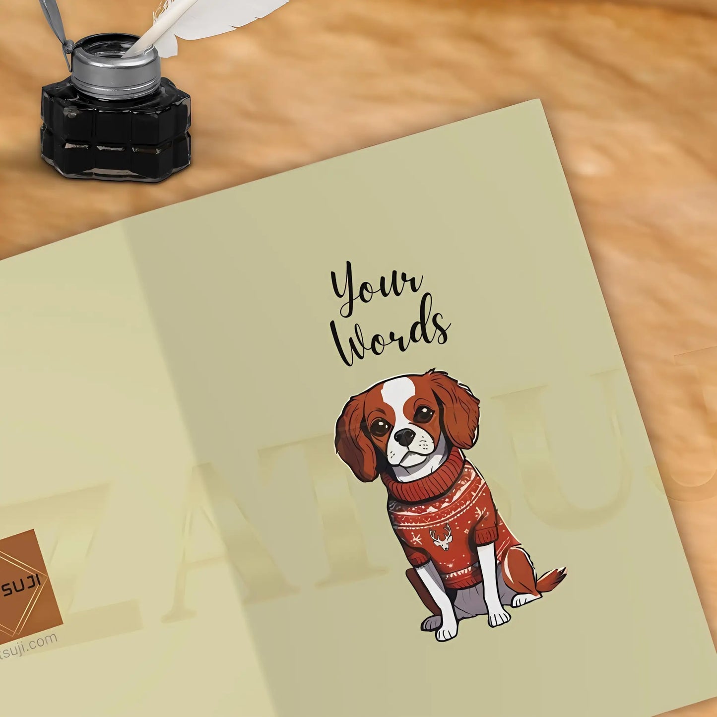 Ugly Sweater Cavalier King Charles personalized Greeting Cards (5 pack) - 5.8” x 8.2” / Semi Glossy / 5 pcs - Custom