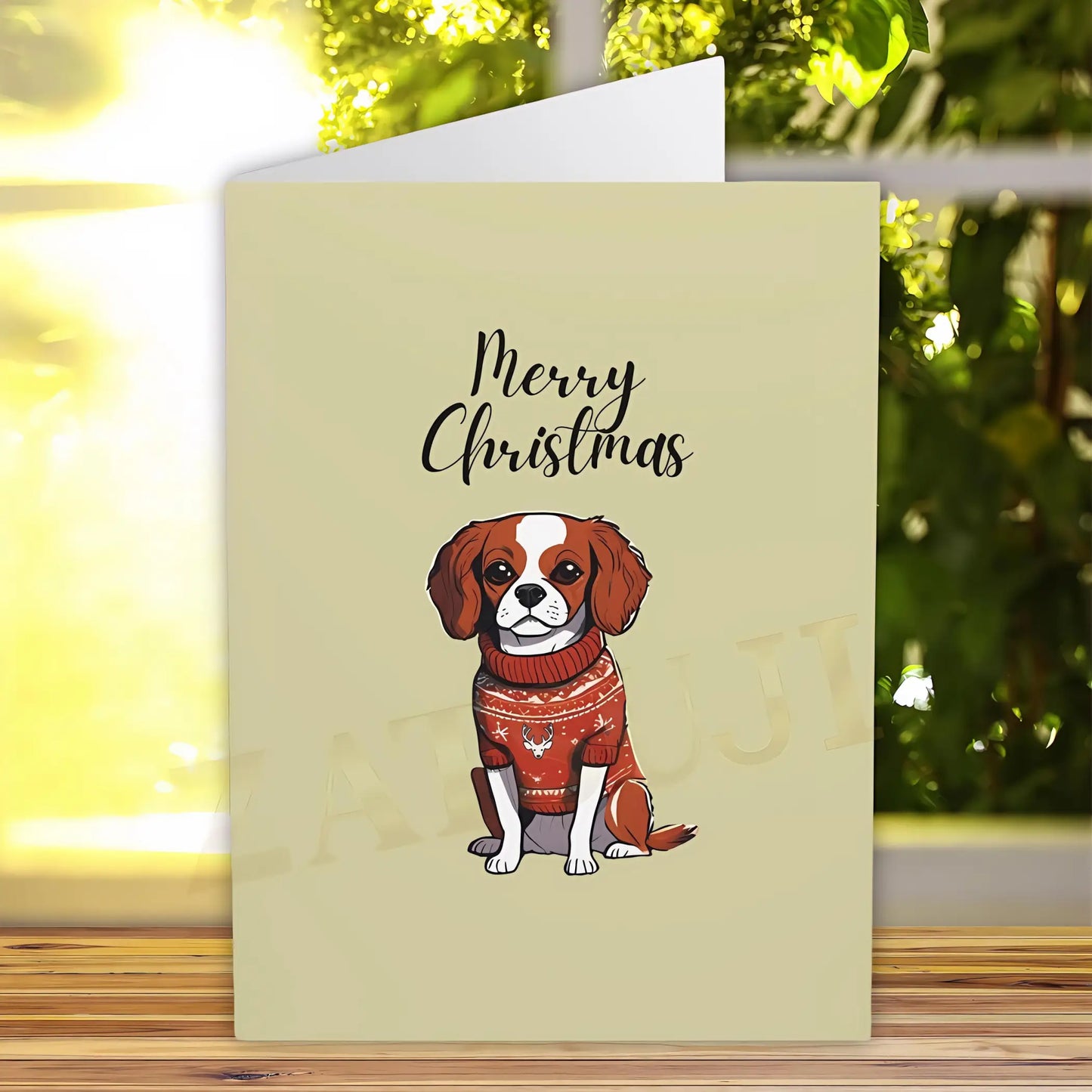 Ugly Sweater Cavalier King Charles personalized Greeting Cards (5 pack) - 5.8” x 8.2” / Semi Glossy / 5 pcs - Custom