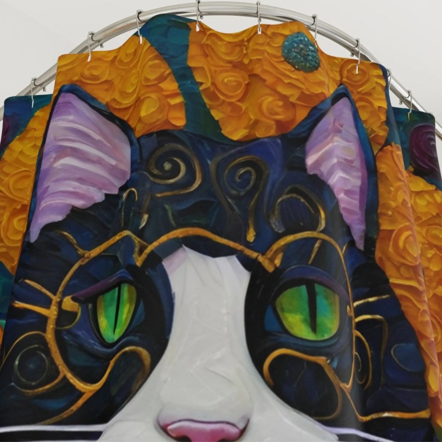 Whimsical Cat Shower Curtain - 71’’ × 74’’ - Shower curtain