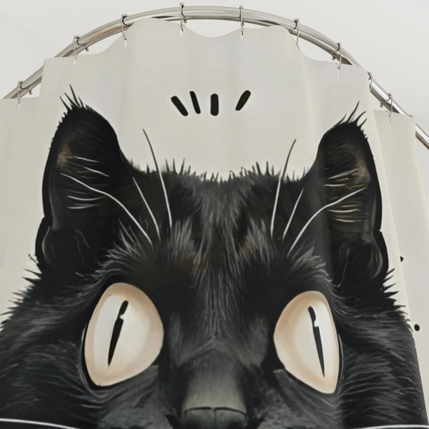 Whimsical Vintage Black Kitten Shower Curtain. - 71’’ × 74’’ - Shower curtain