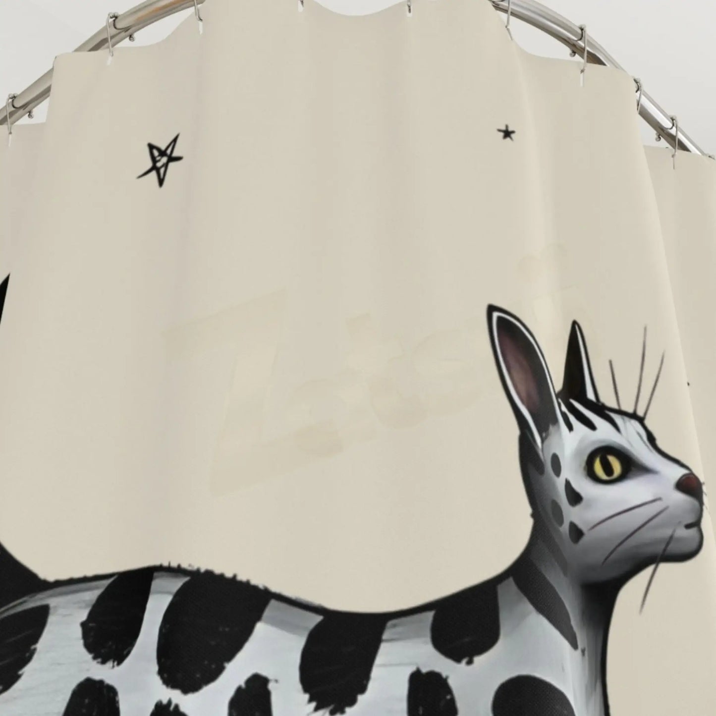 Whimsical Vintage Cat Shower Curtain. - 71’’ × 74’’ - Shower curtain