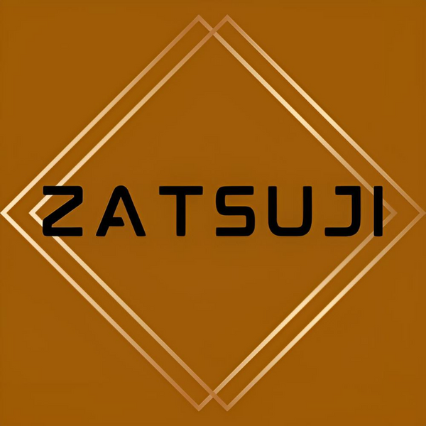Golden brown square wigh black lettering inside a double gold line diamond