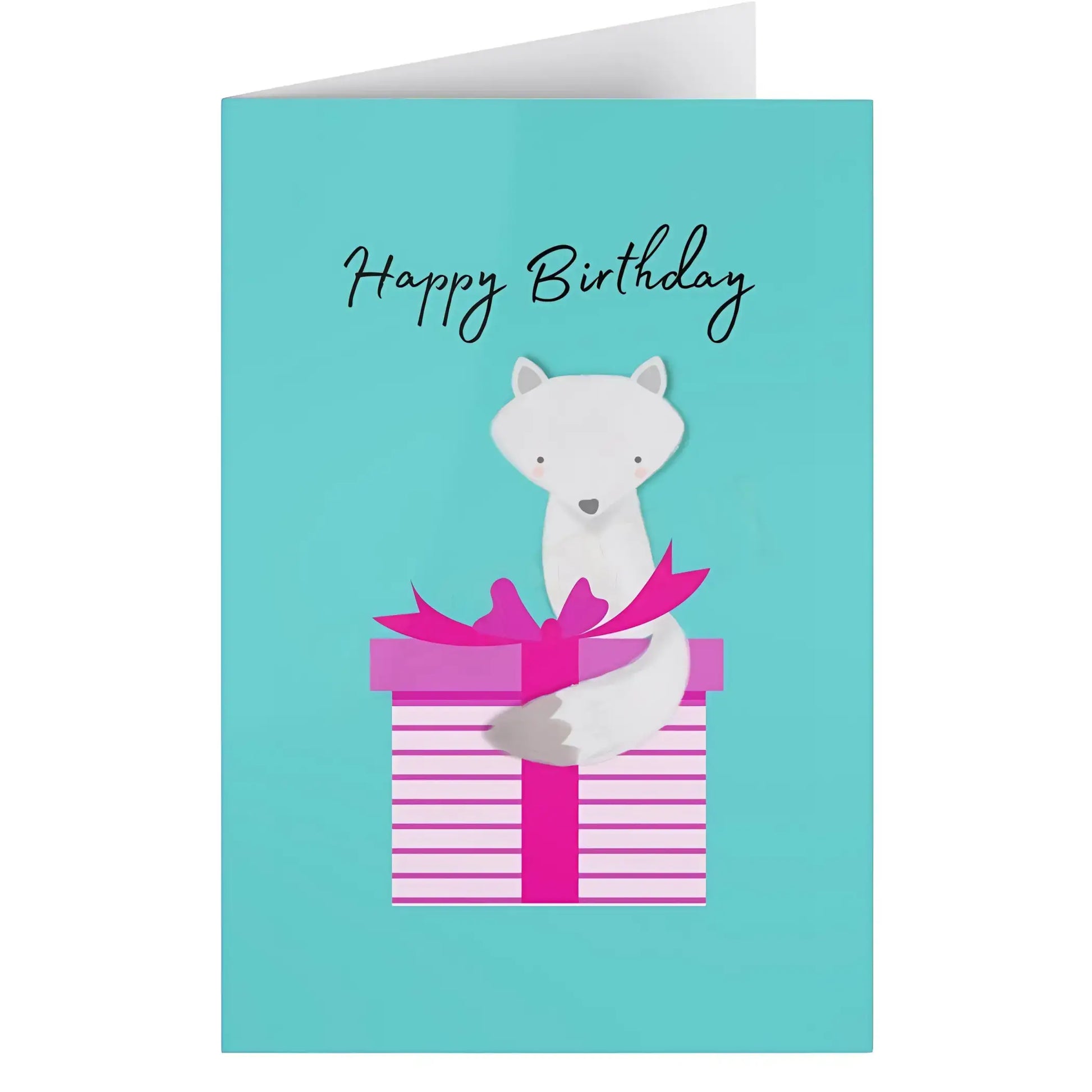 Arctic Fox Birthday Greeting Cards (1 or 10-pcs) - 1 pc / One size / White - Birthday cards