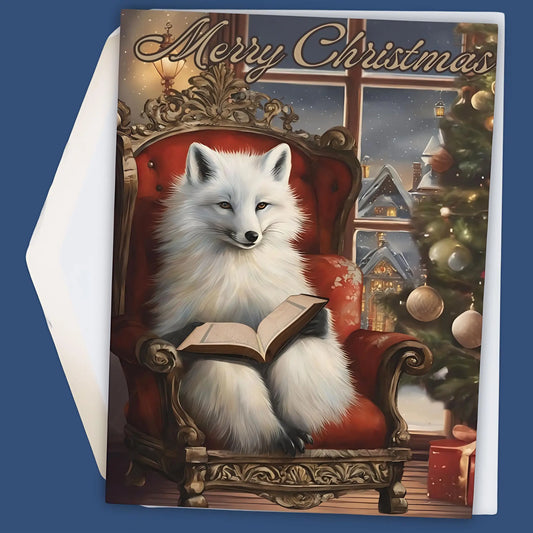 Vintage Style Arctic Fox Christmas Cards (5 Pack). Ships from the UK - 5.8” x 8.2” / Semi Glossy / 5 pcs - Christmas