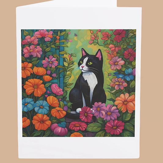 Colorful Cat Card. Ships from the US - 4.25’’ x 5.5’’ (Vertical) / Coated (both sides) / 1 pc - All occasion cards