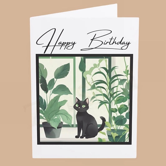 Black Cat Birthday Card. Ships from the US. - 5’’ x 7’’ (Vertical) / Coated (both sides) / 1 pc - Birthday cards
