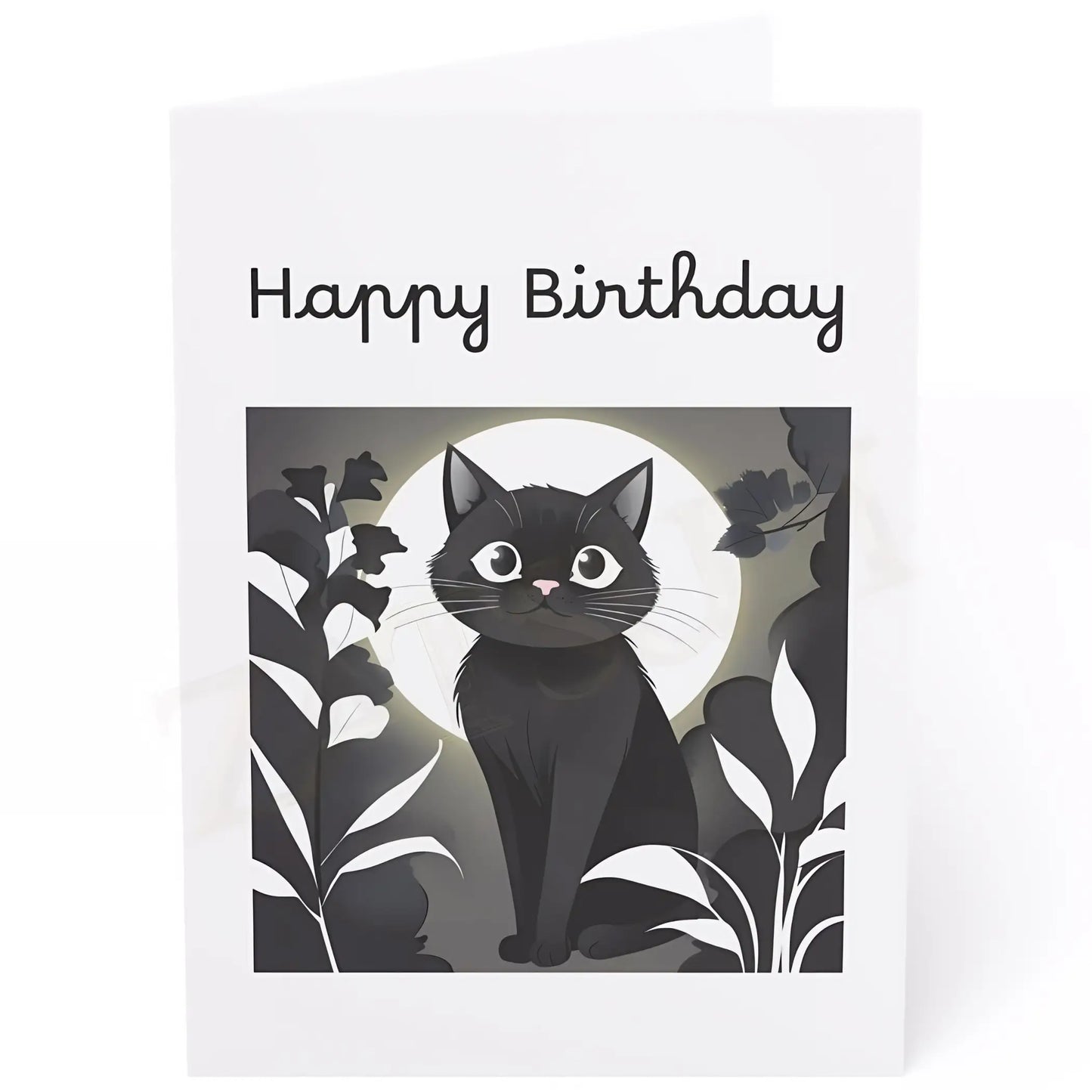 Black Cat Birthday Card. Ships from the US. - 5’’ x 7’’ (Vertical) / Coated (both sides) / 1 pc - Birthday cards