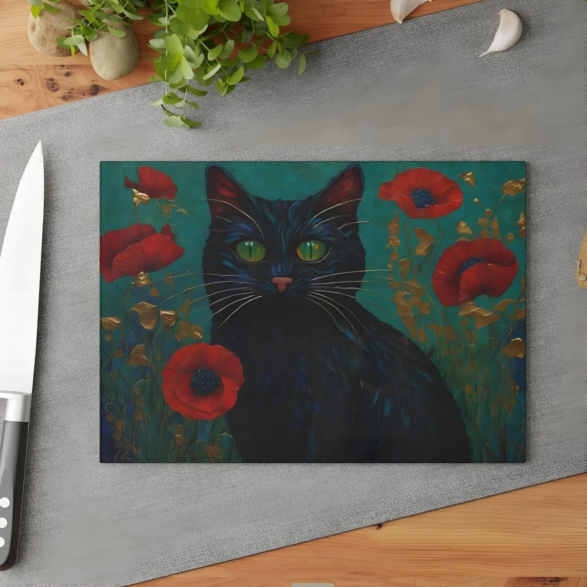 Black Cat Glass Cutting Board - 8’’ x 11’’ / Rectangle - Cutting boards