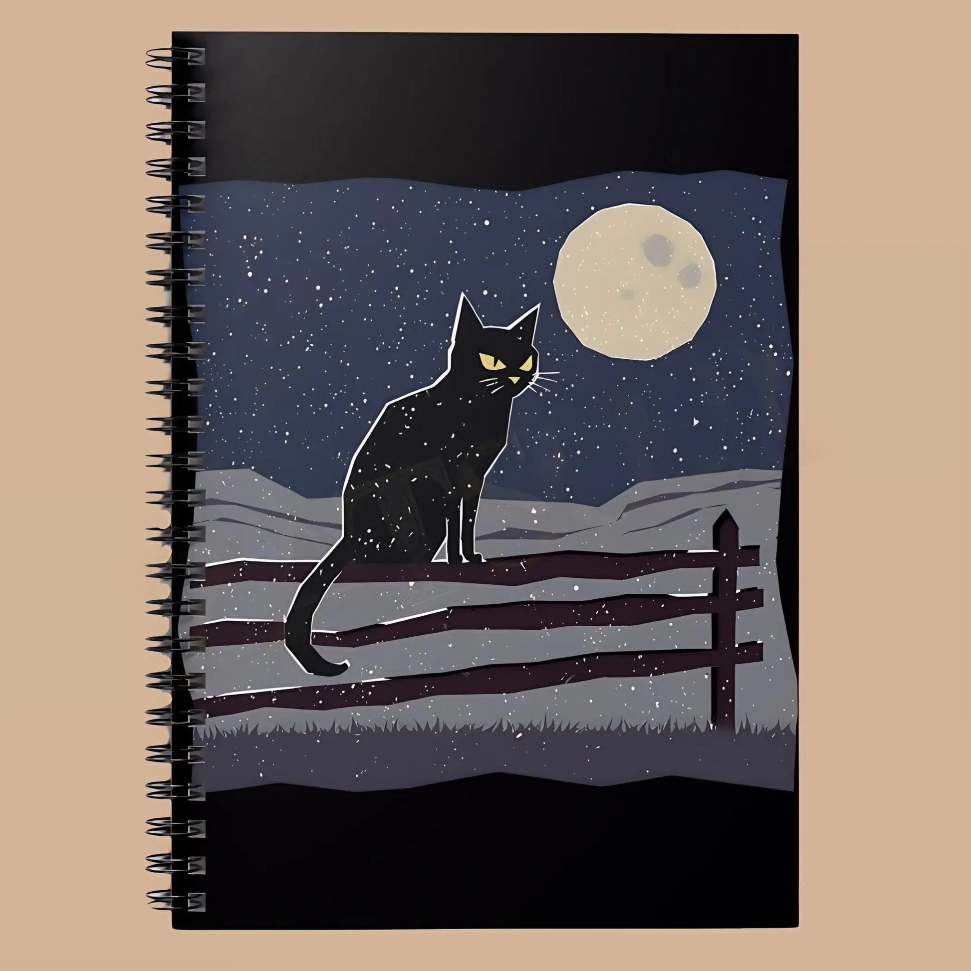 Black Cat on a Moonlit Night. Notebook - One Size - Paper products