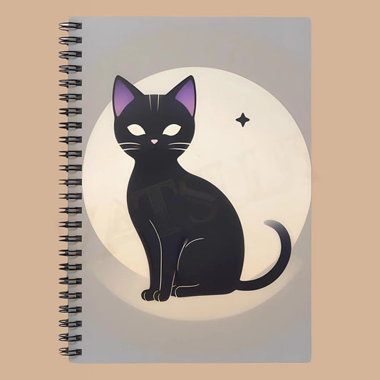 Black Cat Under Full Moon Notebook - One Size - Notebooks