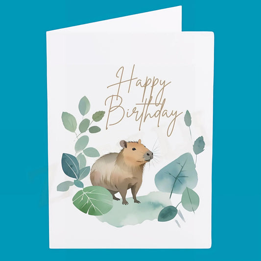 Capybara Birthday Greeting Cards (1 10 30 and 50pcs) - 4.6’’ x 6.25’’ (Vertical) / Coated (both sides) / 1 pc