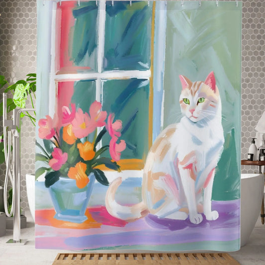Cat Shower Curtain. - 71’’ × 74’’ - Shower curtain
