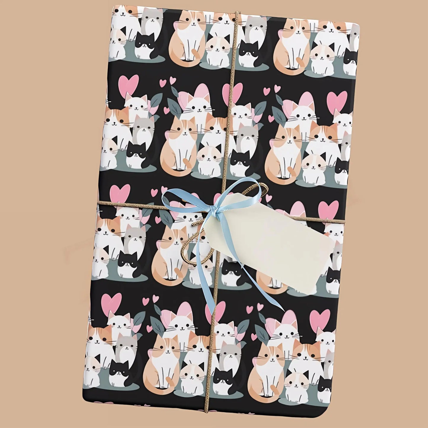 Cat Love Wrapping Paper - 20’’ x 28’’ / Single sheet / Satin - Wrapping paper