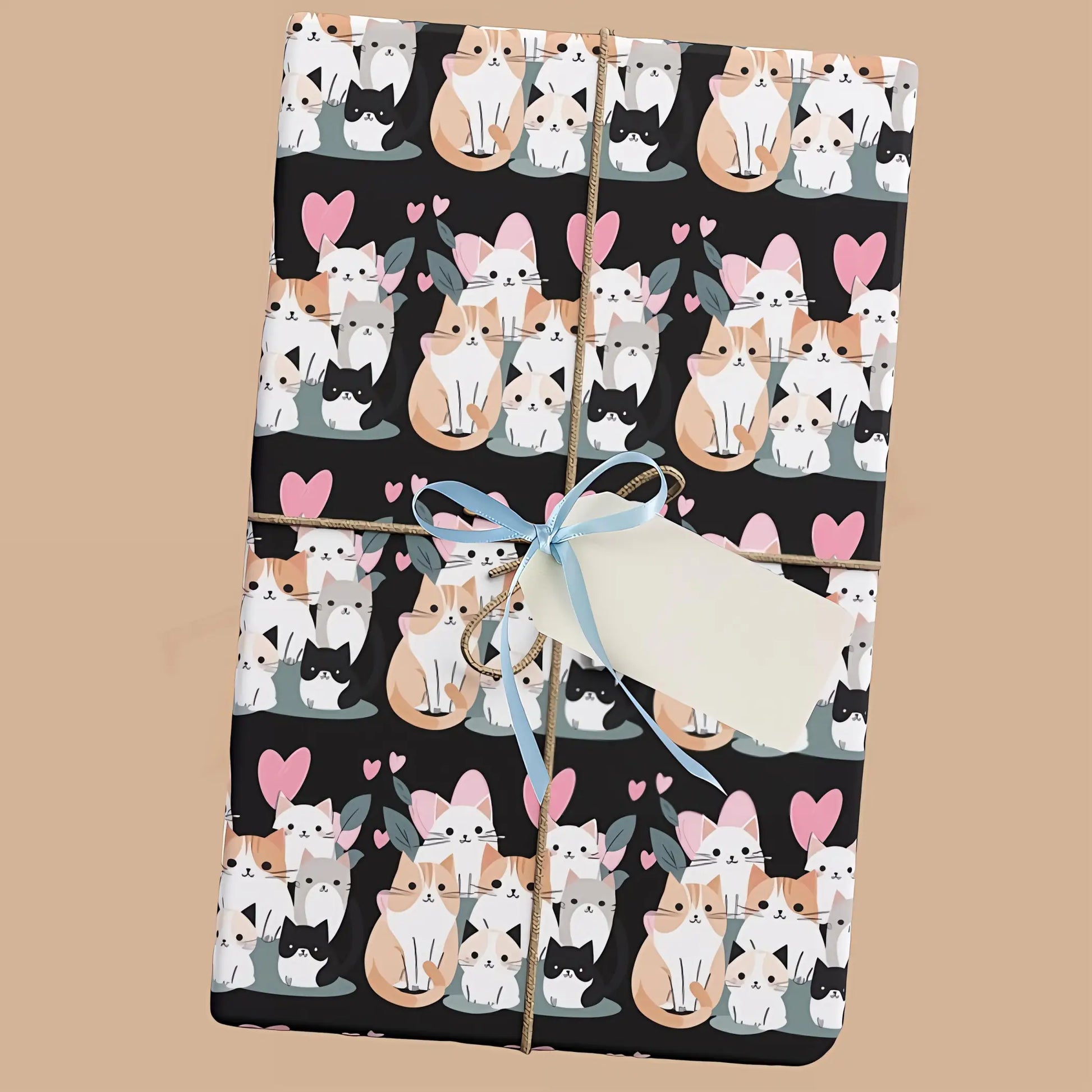 Cat Love Wrapping Paper - 20’’ x 28’’ / Single sheet / Satin - Wrapping paper