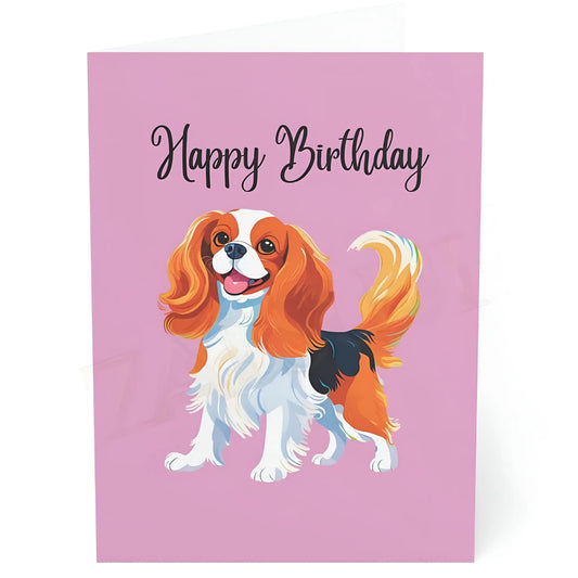 Cavalier King Charles Birthday Card. Ships from the US. - 5’’ x 7’’ (Vertical) / Coated (both sides) / 1 pc - Birthday