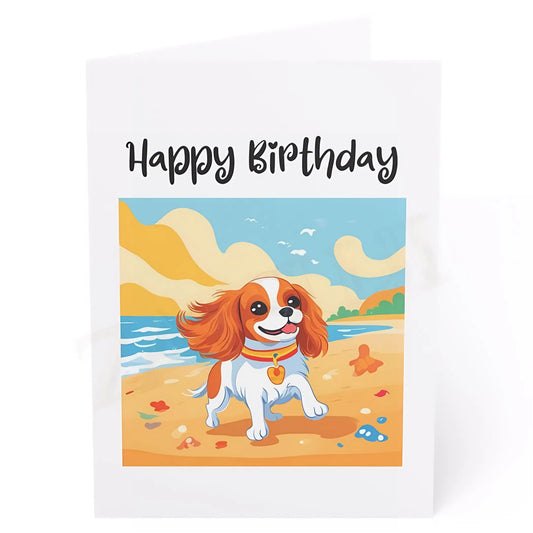 Cavalier King Charles Birthday Card. Ships from the US. - 5’’ x 7’’ (Vertical) / Coated (both sides) / 1 pc - Birthday