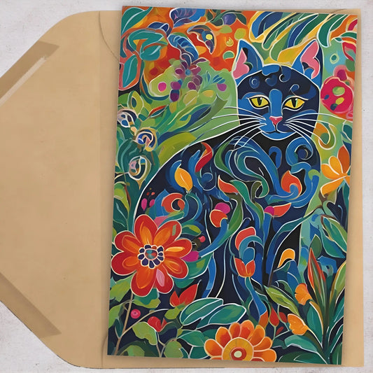 Colorful Cat Greeting Cards (7 pcs) - One size - All occasion cards