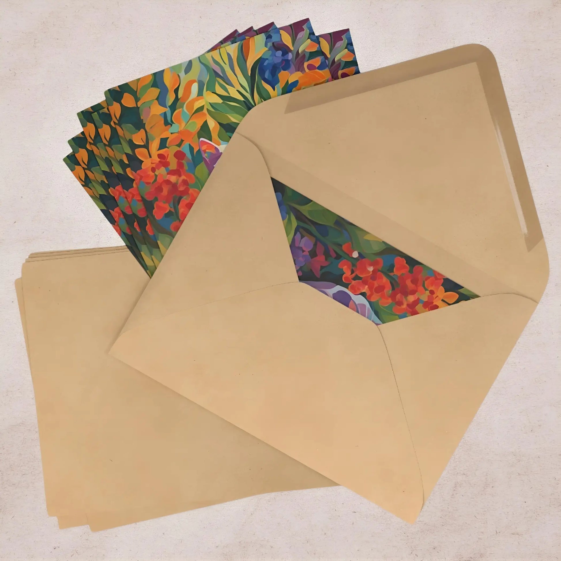 Colorful Cat Greeting Cards (7 pcs) - One size - All occasion cards