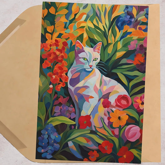 Colorful Cat Greeting Cards (7 pcs) - One size - All occasion cards
