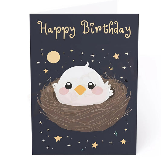 Cute Bird Birthday Card - 5’’ x 7’’ (Vertical) / Coated (both sides) / 1 pc - Birthday cards