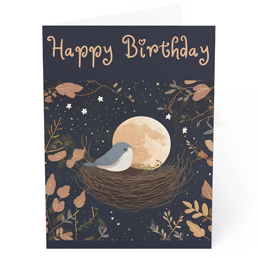 Cute Bird Birthday Card. Ships from the US - 5’’ x 7’’ (Vertical) / Coated (both sides) / 1 pc - Birthday cards