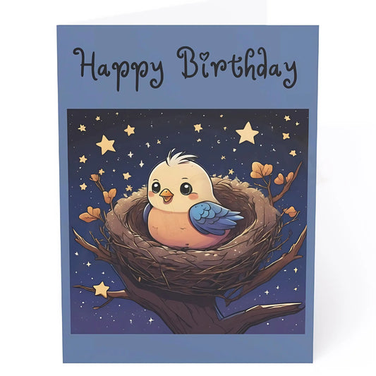 Cute Bird Birthday Card - 5’’ x 7’’ (Vertical) / Coated (both sides) / 1 pc - Paper products