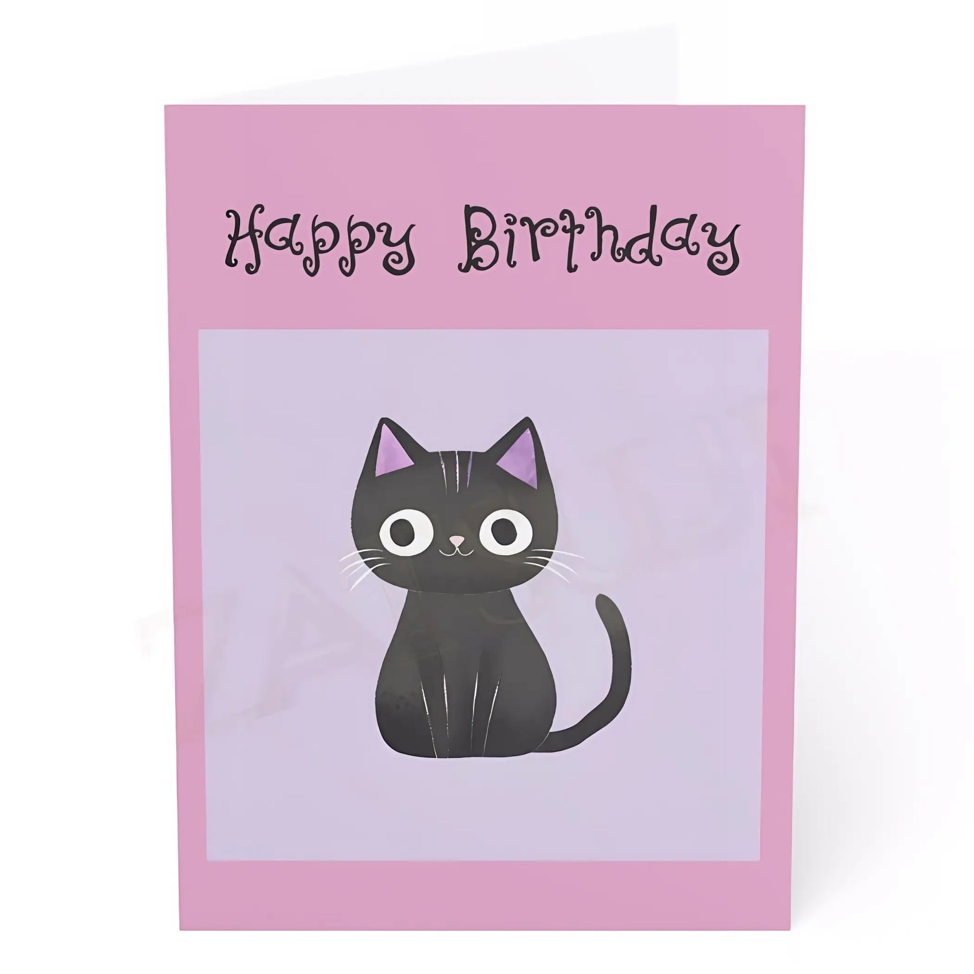 Cute Cat Birthday Card. Ships from the US. - 5’’ x 7’’ (Vertical) / Coated (both sides) / 1 pc - Birthday cards
