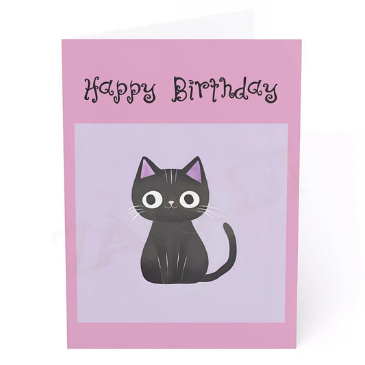 Cute Cat Birthday Card. Ships from the US. - 5’’ x 7’’ (Vertical) / Coated (both sides) / 1 pc - Birthday cards