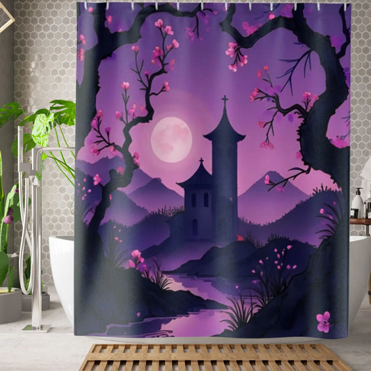 Enchanted Purple Castle Shower Curtain - 71’’ × 74’’ - Shower curtain