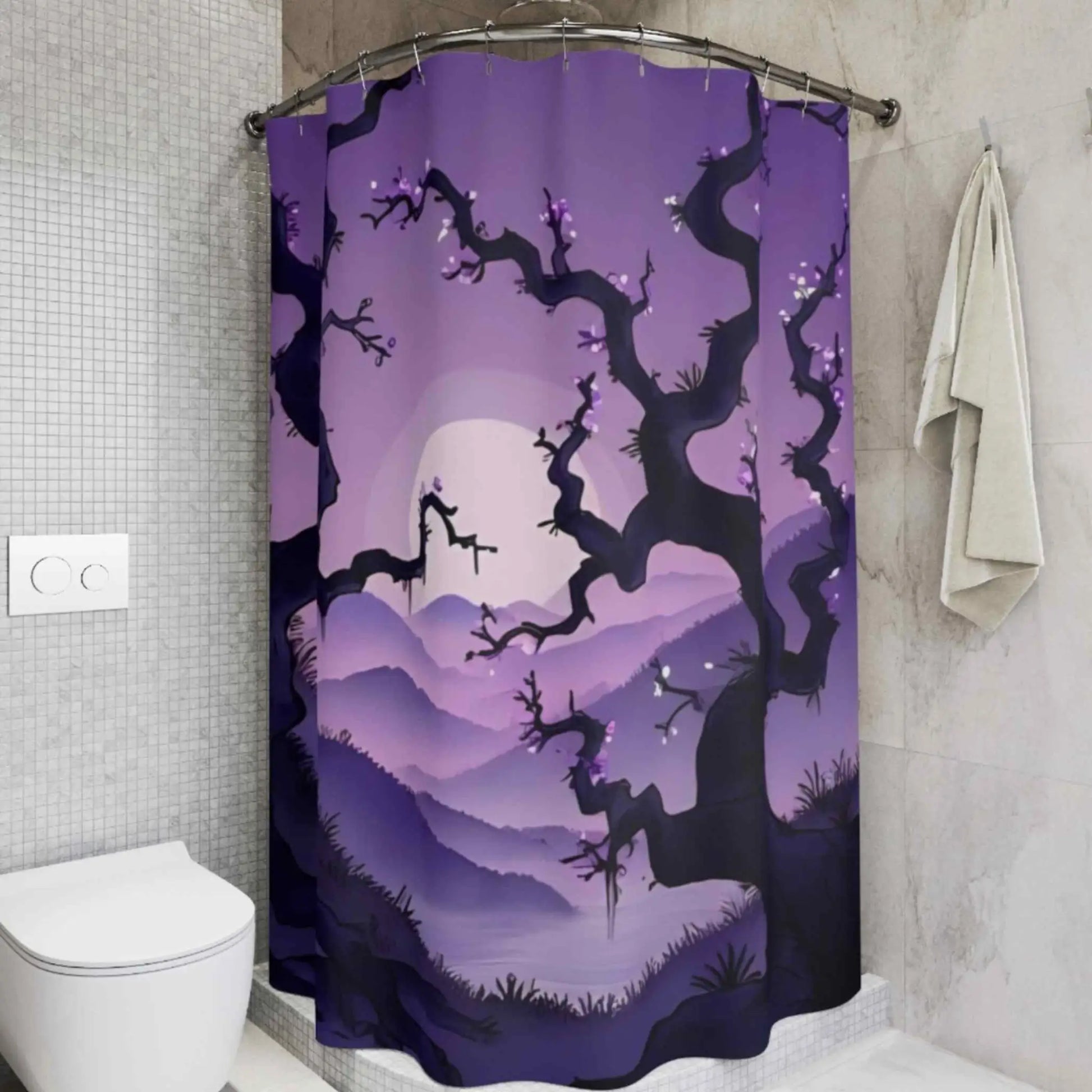 Enchanted Purple Trees Shower Curtain. - 71’’ × 74’’ - Home Decor