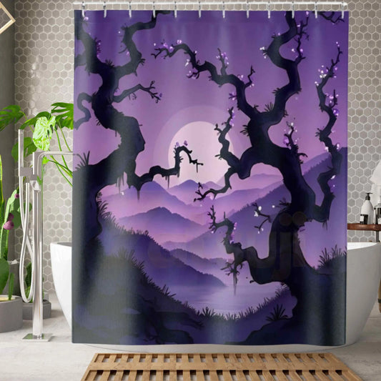 Enchanted Purple Trees Shower Curtain. - 71’’ × 74’’ - Home Decor