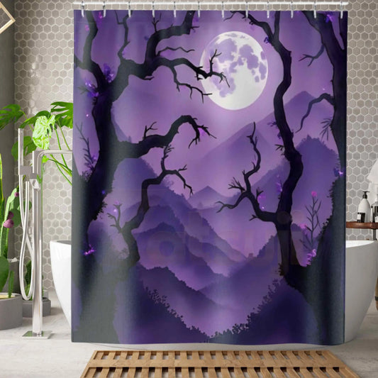 Spooky Purple Mountains Shower Curtain. - 71’’ × 74’’ - Home Decor