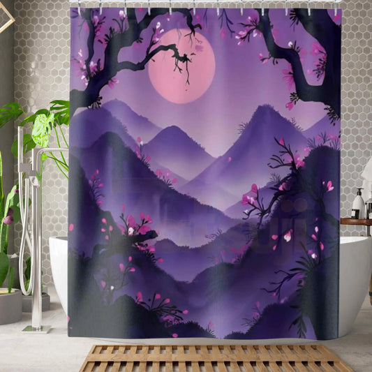 Enchanted Mountain Forest Shower Curtain. - 71’’ × 74’’ - Shower curtain