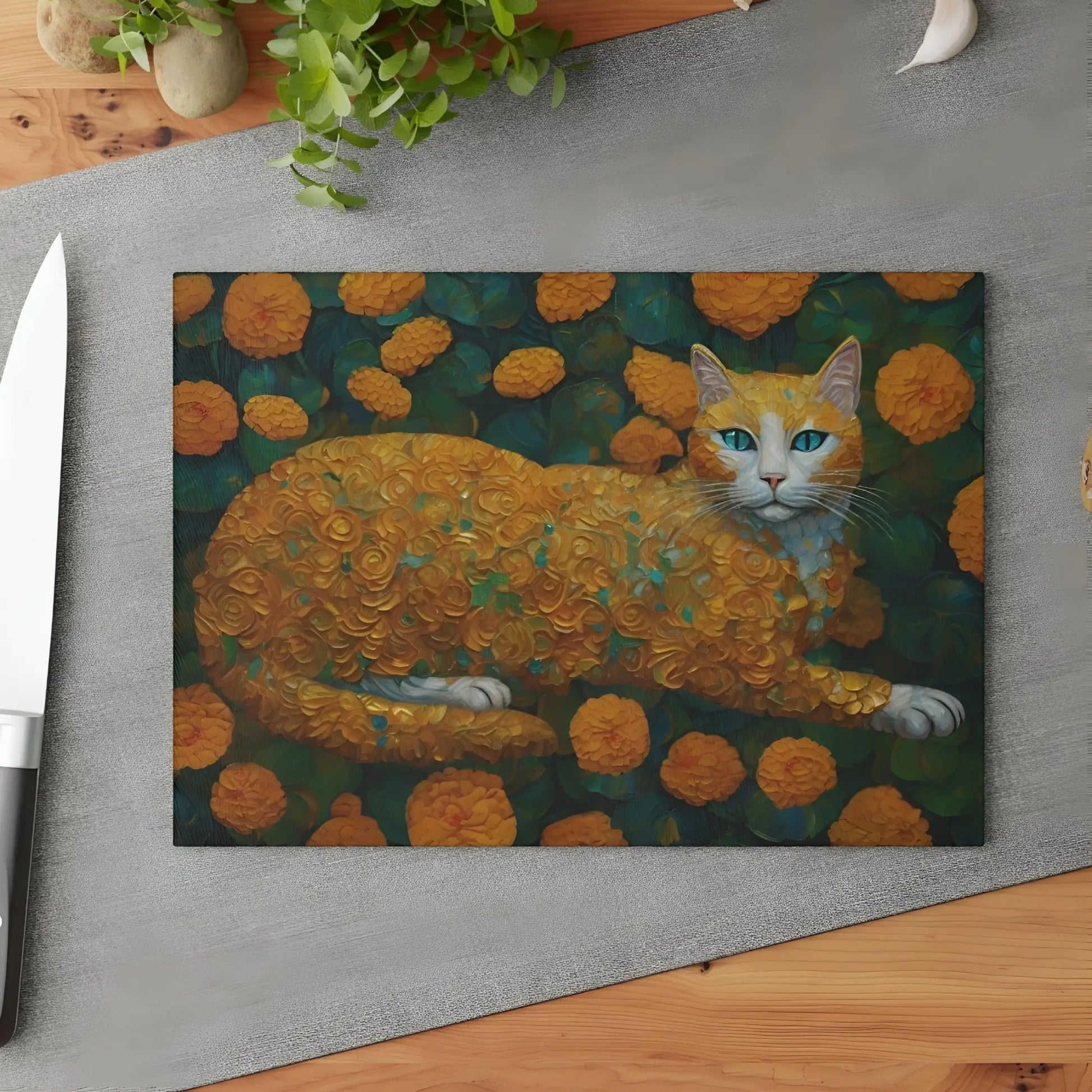 Ginger Cat Glass Cutting Board - 8’’ x 11’’ / Rectangle - Cutting boards
