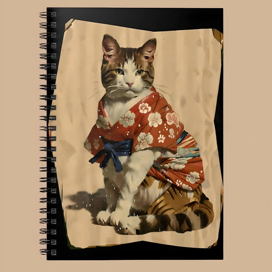 Kimono Cat Spiral Notebook - One Size - Notebooks