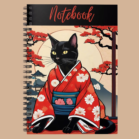 Kimono Cat Spiral Notebook - One Size - Notebooks