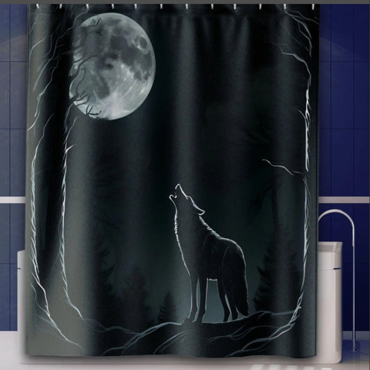 Howling Wolf by Moonlight Shower Curtain - 71’’ × 74’’ - Shower curtain