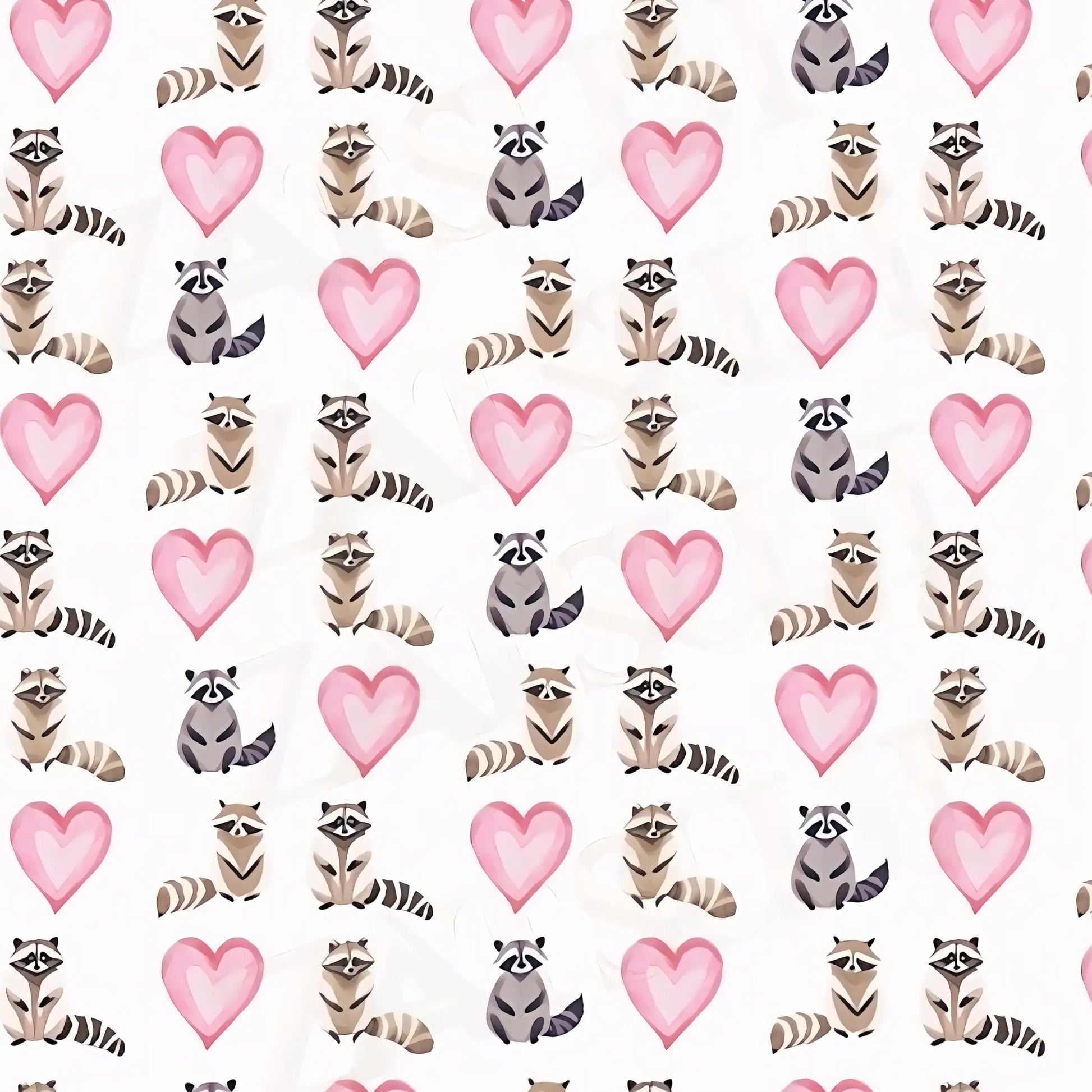 Raccoons and Hearts Wrapping Paper - Wrapping paper