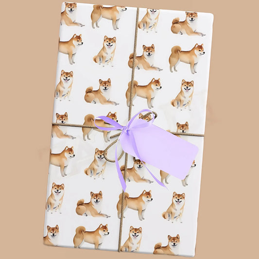 Shiba Inu Wrapping Paper - 20’’ x 28’’ / Single sheet / Satin - Wrapping paper