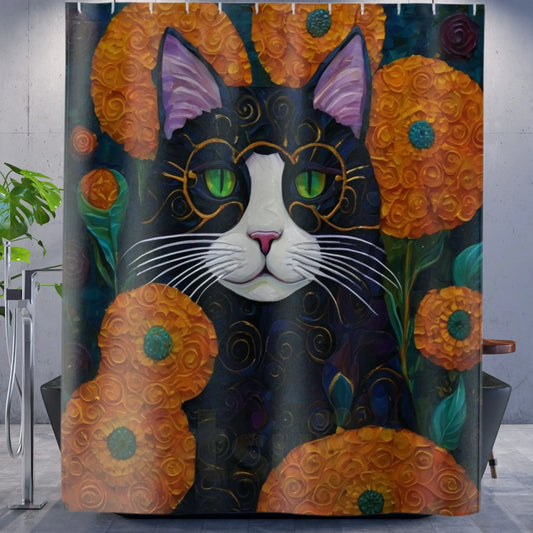 Whimsical Cat Shower Curtain - 71’’ × 74’’ - Shower curtain