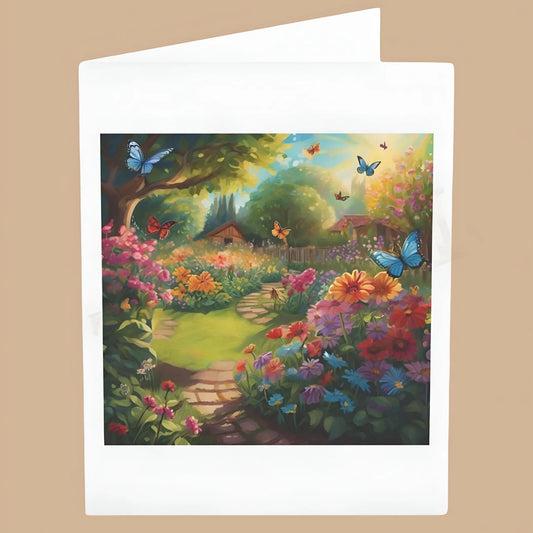 Whimsical Garden Card. Ships from the US - 4.25’’ x 5.5’’ (Vertical) / Coated (both sides) / 1 pc - All occasion cards